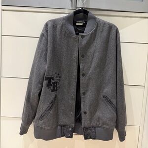 The Hundreds Men's Wool Blend Gray Varsity Bomber Jacket - size Large